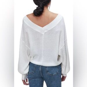 Free People We the Free South Side Ivory Oversized Thermal Long Sleeve Top NWT